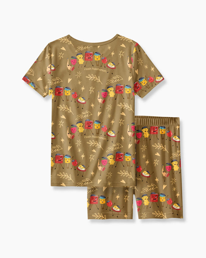 Schlafanzug-Set zweiteilig, kurze Ärmel, kurze Hose, Bambus