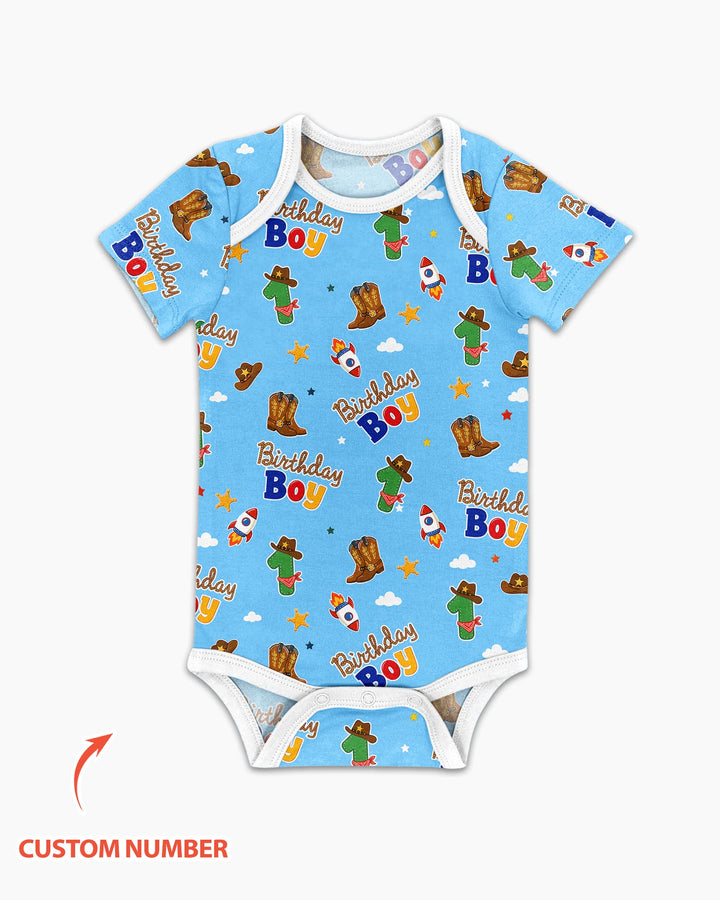 Custom Birthday Western Boy Bamboo Bodysuit