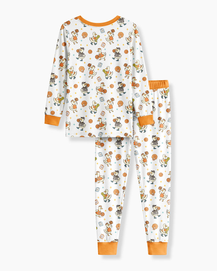 Silly Goose Playing Basketball Bamboo Two Piece Long Sleeve Pajama Set