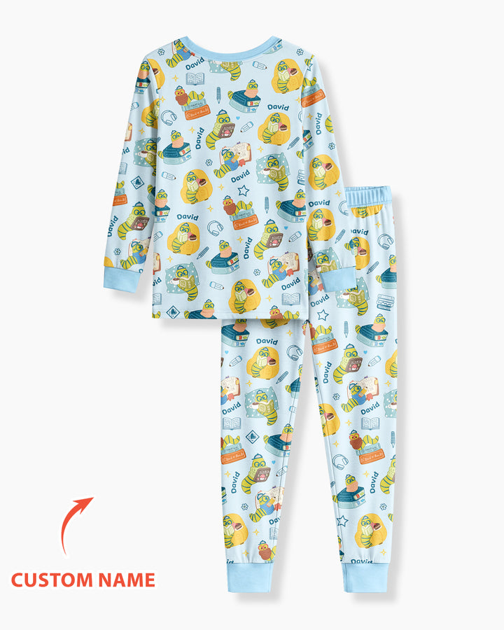 Little Book Worm Family Matching Bamboo Two Piece Long Sleeve Pajama Set