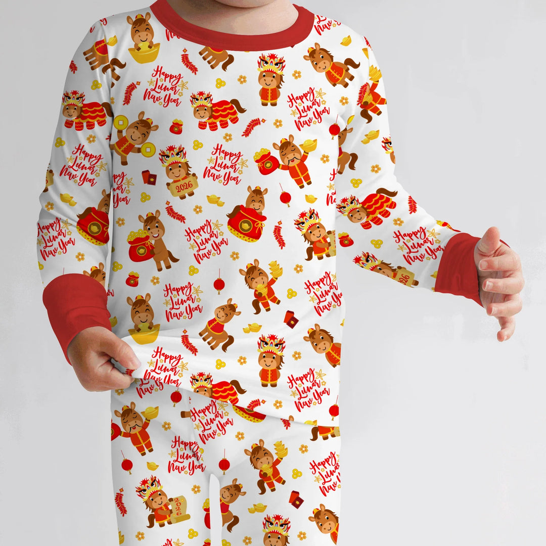 Zweiteiliges Langarm-Pyjama-Set mit Sommerfrüchten