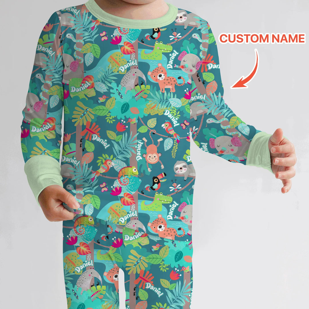 Zweiteiliges Langarm-Pyjama-Set mit Sommerfrüchten