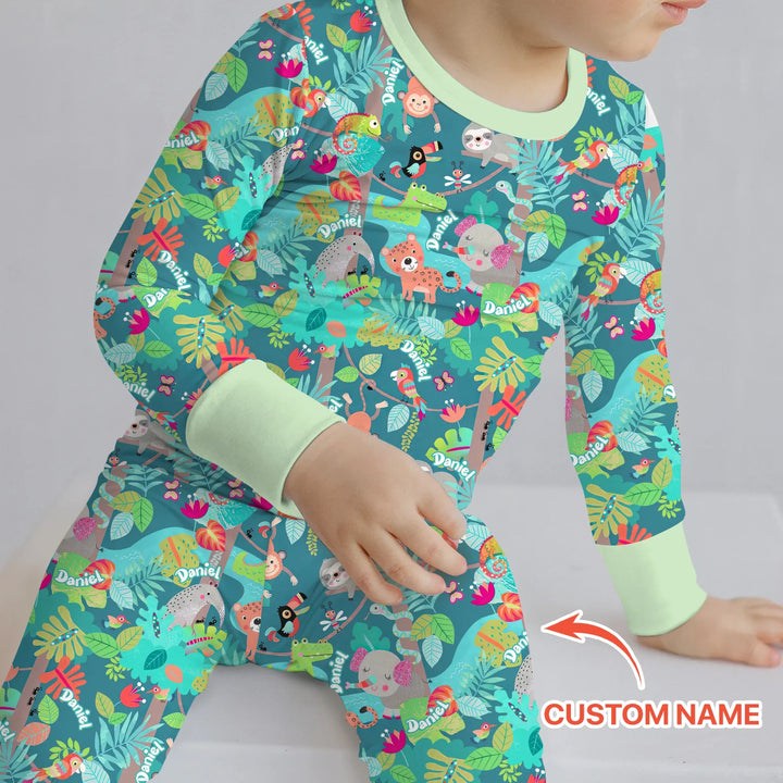 Zweiteiliges Langarm-Pyjama-Set mit Sommerfrüchten