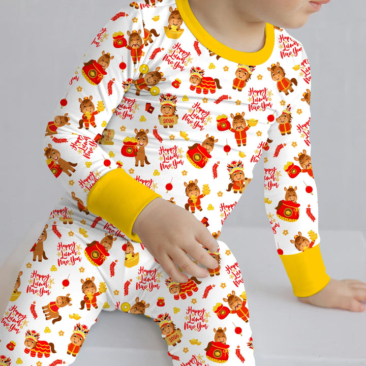 Zweiteiliges Langarm-Pyjama-Set mit Sommerfrüchten