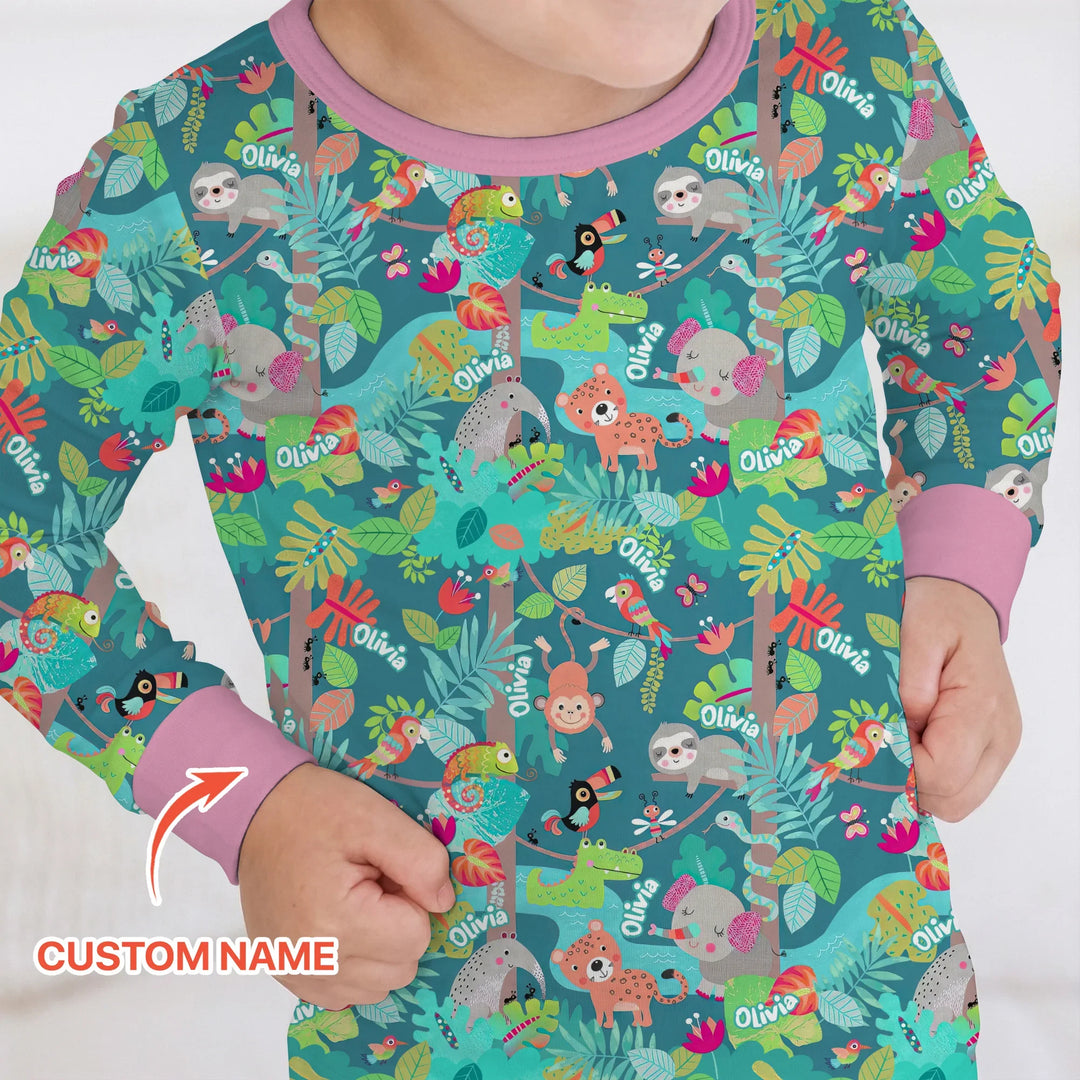 Zweiteiliges Langarm-Pyjama-Set mit Sommerfrüchten