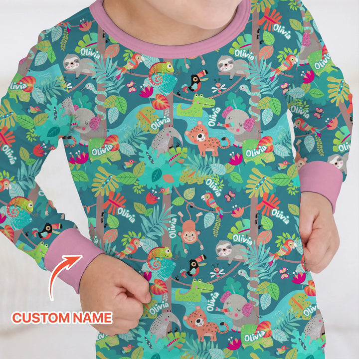 Zweiteiliges Langarm-Pyjama-Set mit Sommerfrüchten