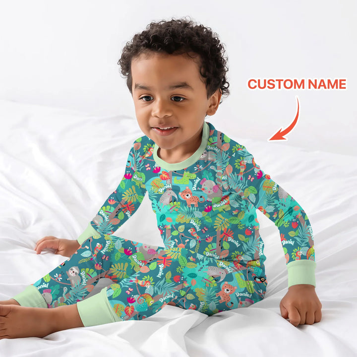 Zweiteiliges Langarm-Pyjama-Set mit Sommerfrüchten