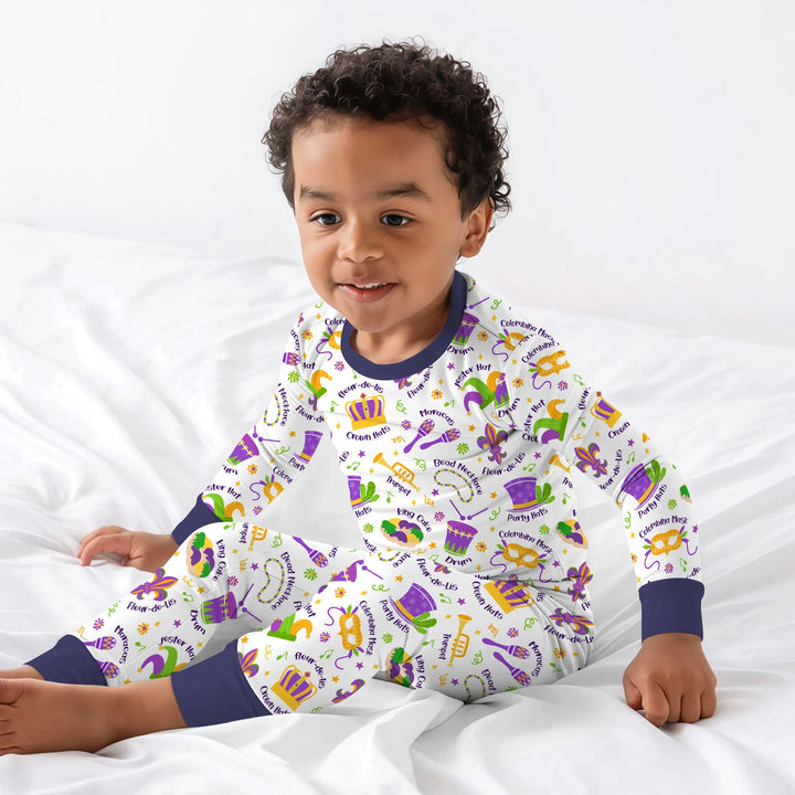 Mardi Gras Family Matching Bamboo Two Piece Long Sleeve Pajama Set