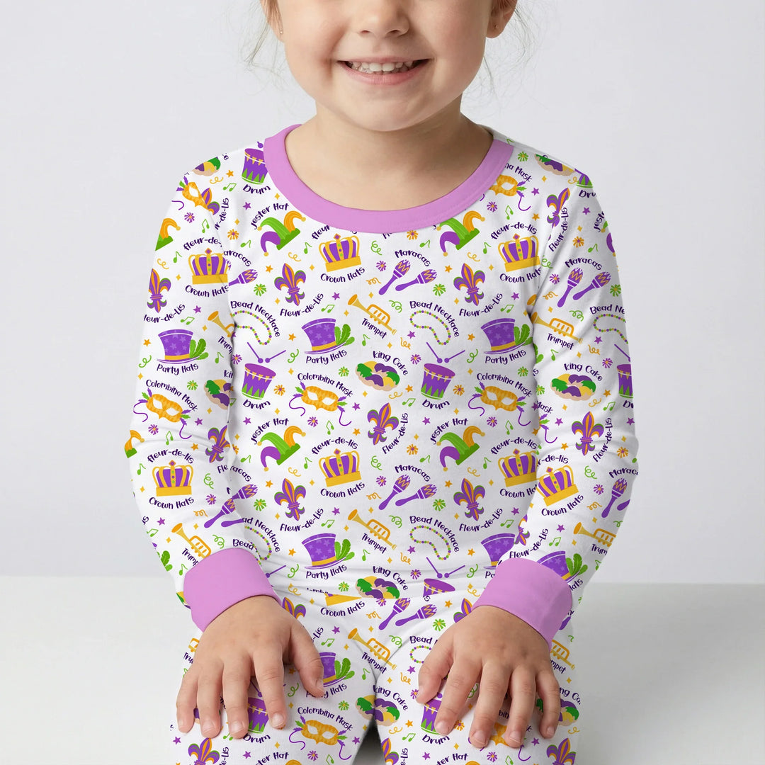 Mardi Gras Family Matching Bamboo Two Piece Long Sleeve Pajama Set