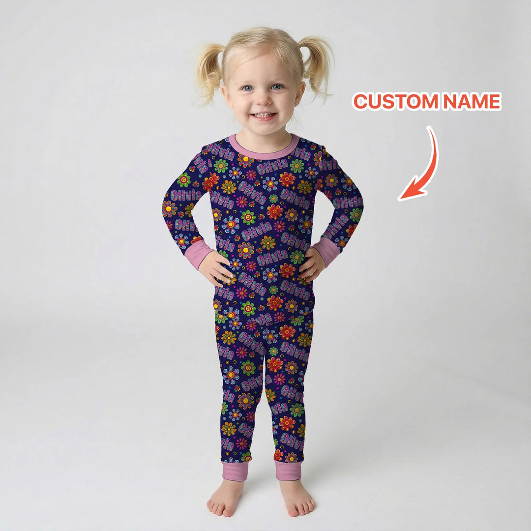 Zweiteiliges Langarm-Pyjama-Set mit Sommerfrüchten