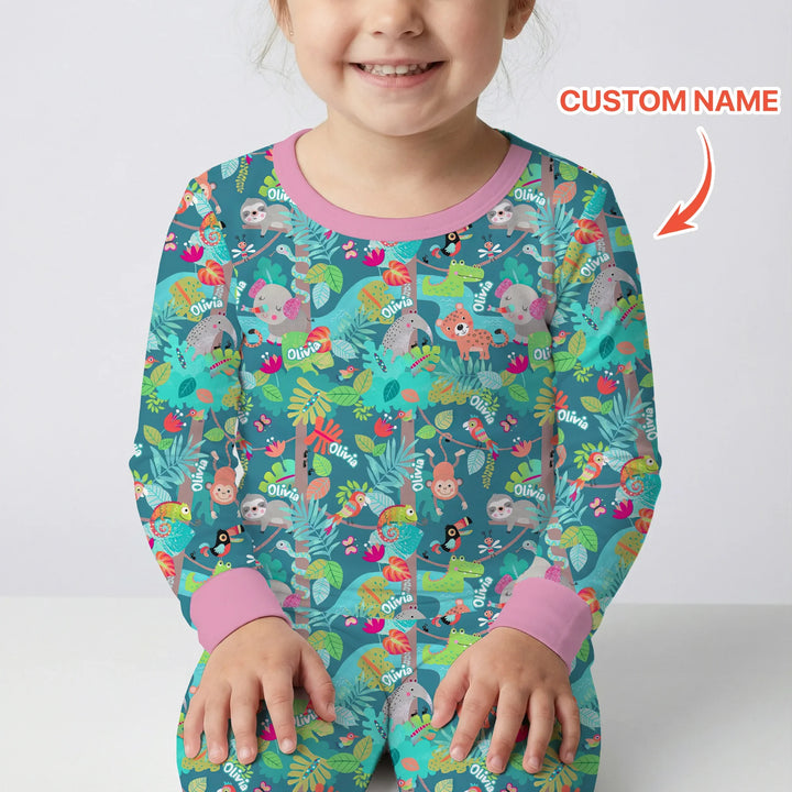 Zweiteiliges Langarm-Pyjama-Set mit Sommerfrüchten