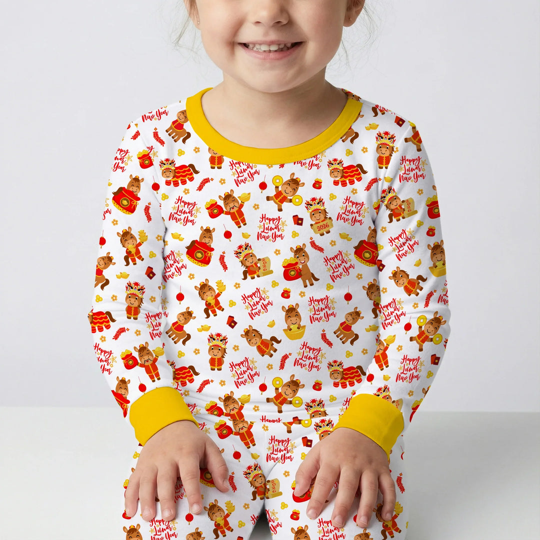 Zweiteiliges Langarm-Pyjama-Set mit Sommerfrüchten