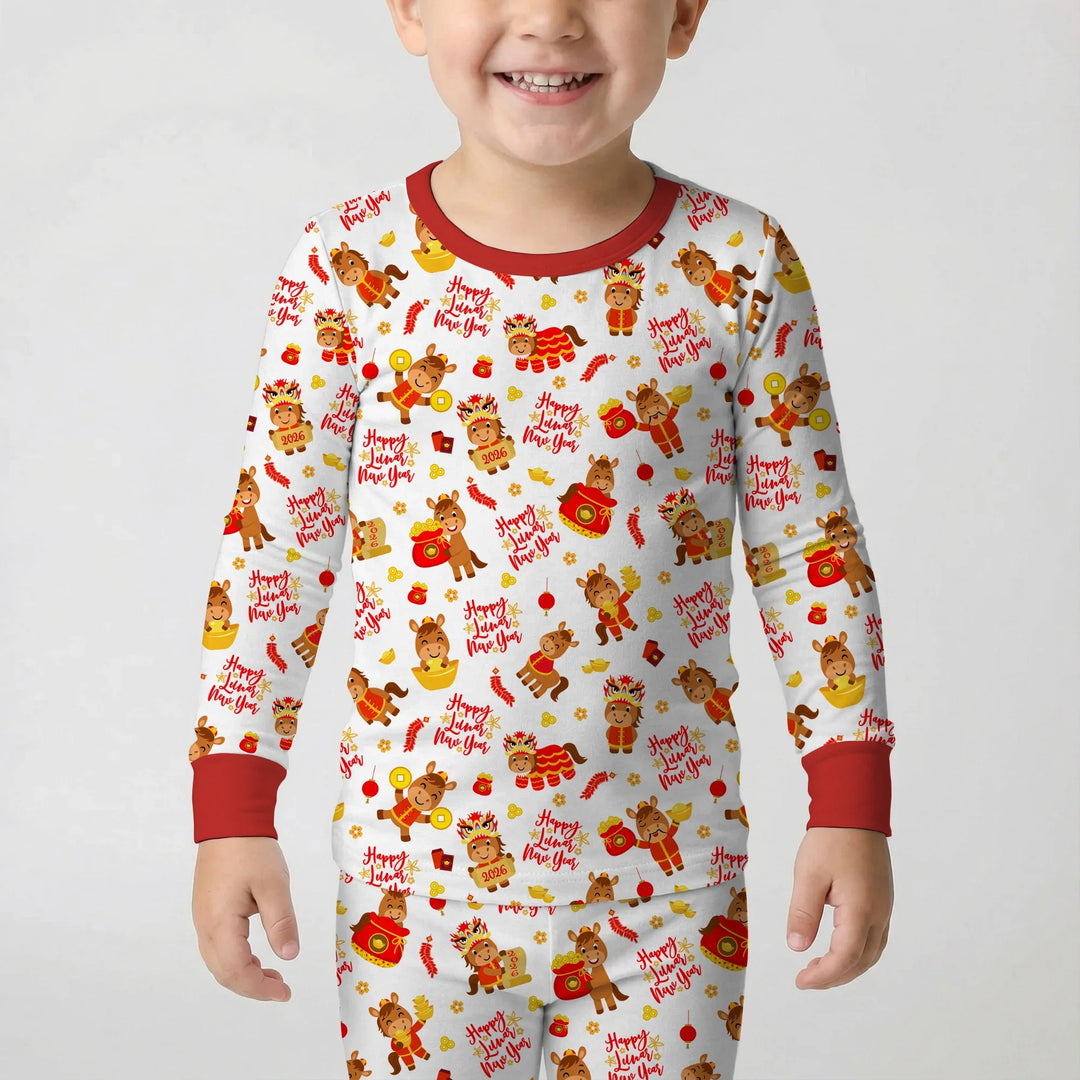 Zweiteiliges Langarm-Pyjama-Set mit Sommerfrüchten