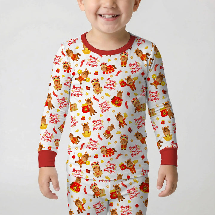 Zweiteiliges Langarm-Pyjama-Set mit Sommerfrüchten