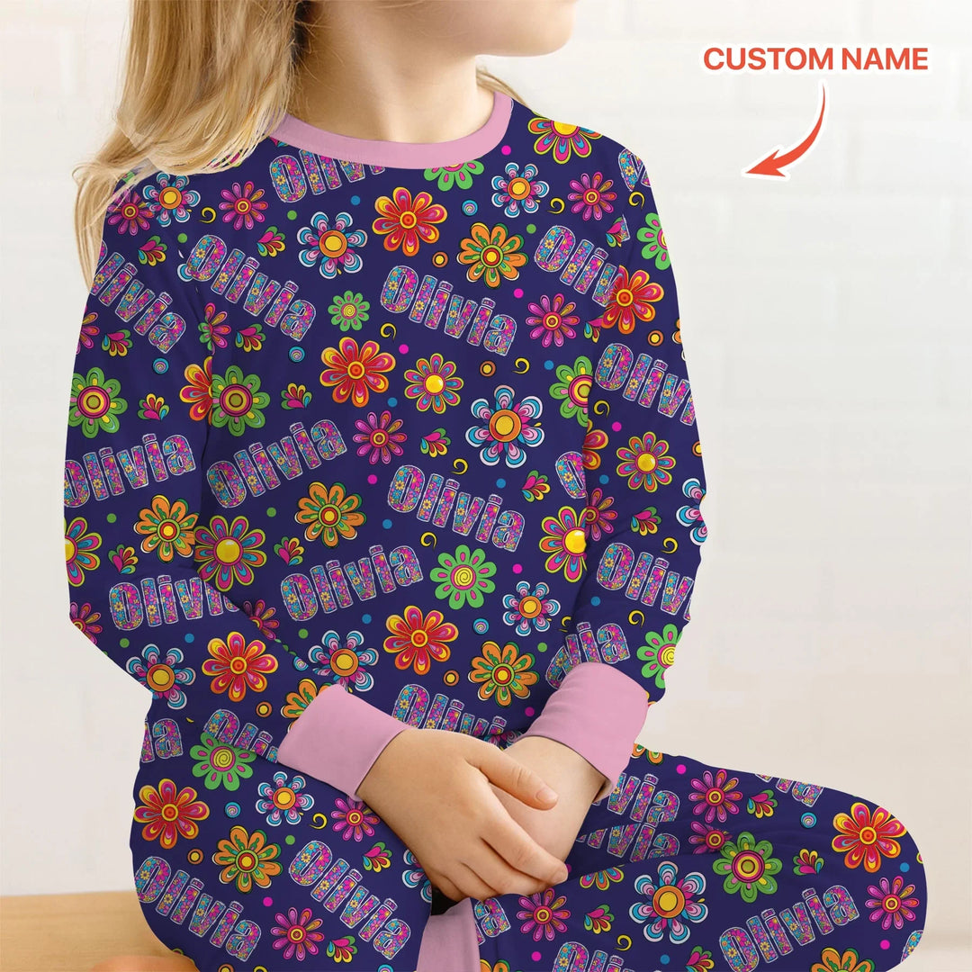 Zweiteiliges Langarm-Pyjama-Set mit Sommerfrüchten