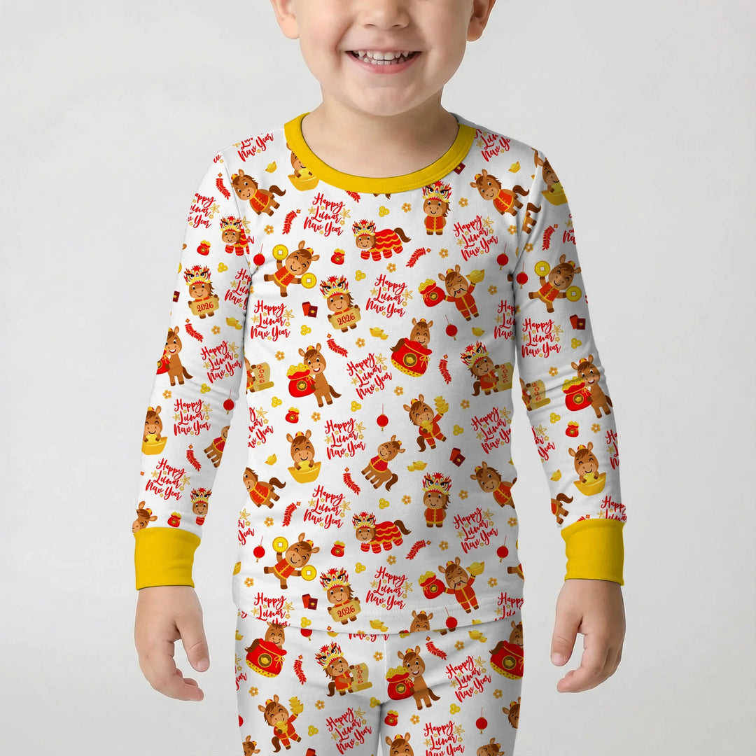 Zweiteiliges Langarm-Pyjama-Set mit Sommerfrüchten