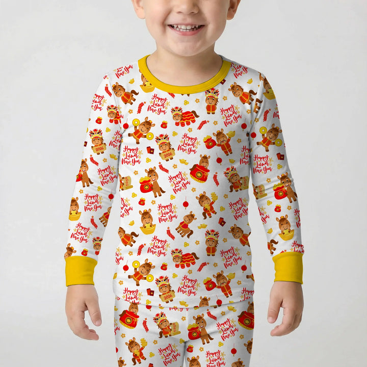 Zweiteiliges Langarm-Pyjama-Set mit Sommerfrüchten