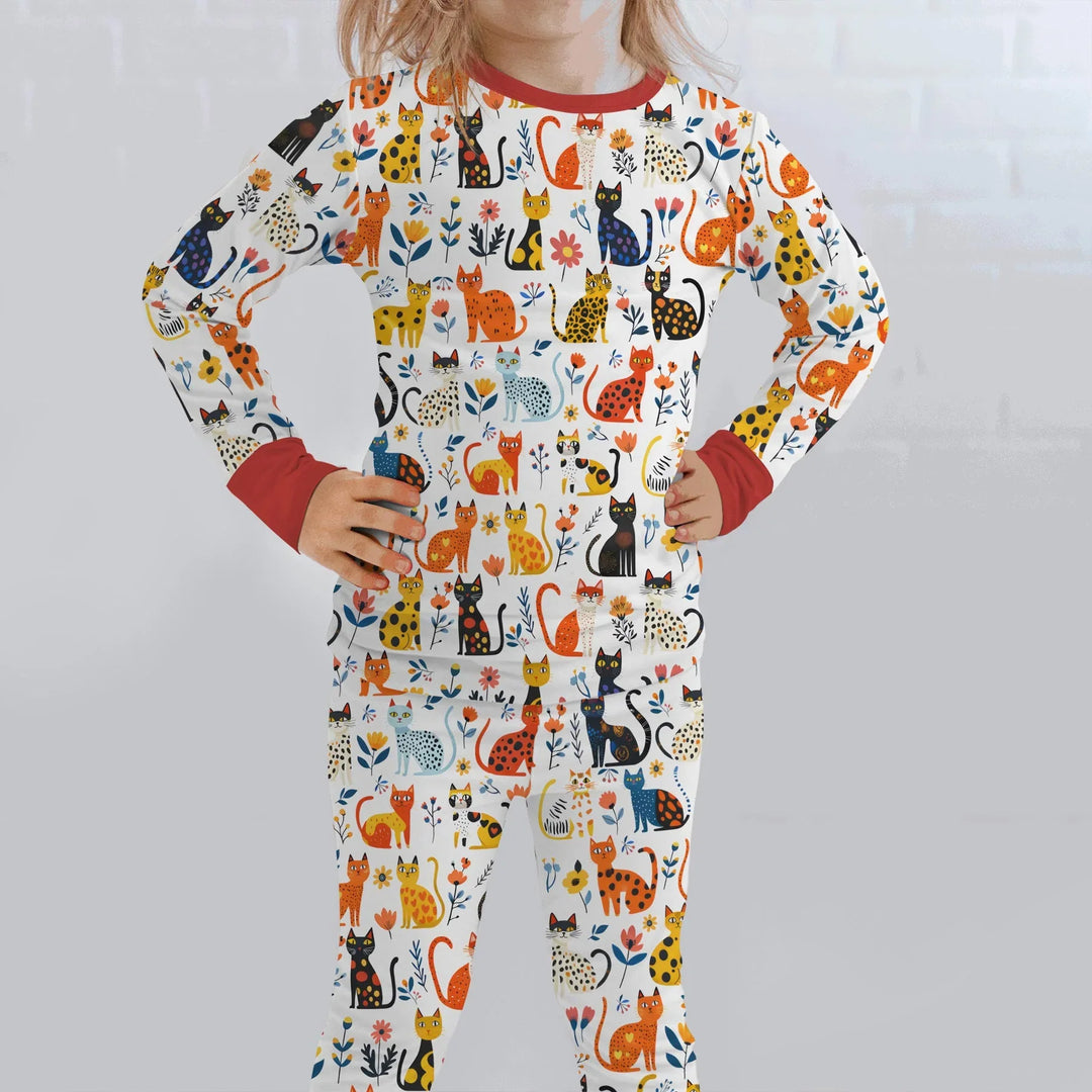 Zweiteiliges Langarm-Pyjama-Set mit Sommerfrüchten