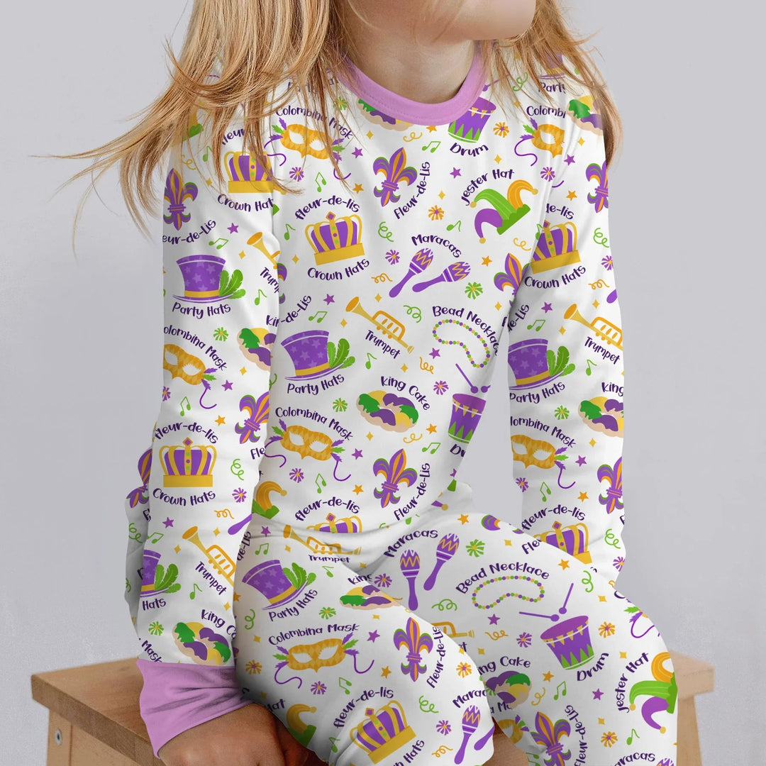 Mardi Gras Family Matching Bamboo Two Piece Long Sleeve Pajama Set