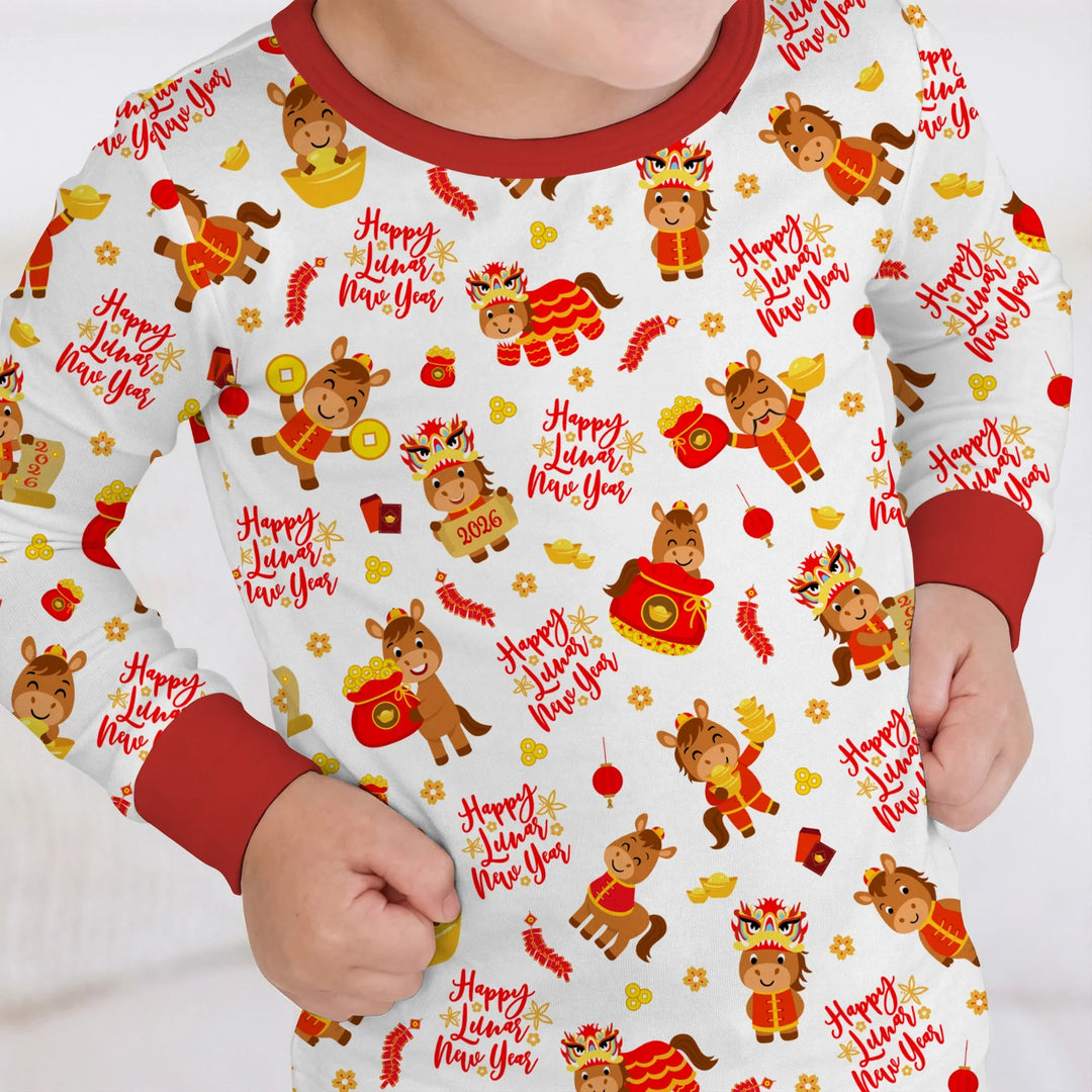 Zweiteiliges Langarm-Pyjama-Set mit Sommerfrüchten