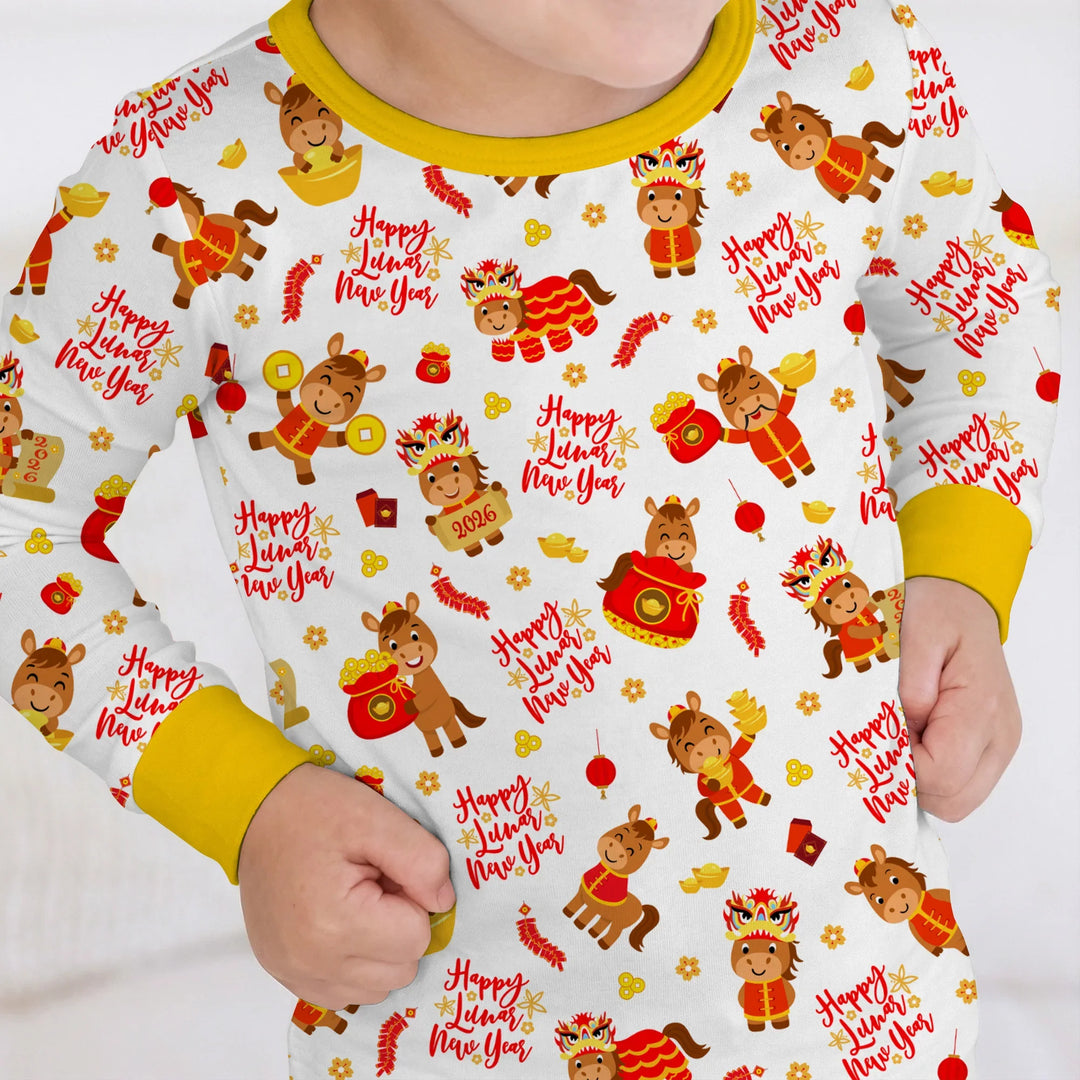 Zweiteiliges Langarm-Pyjama-Set mit Sommerfrüchten