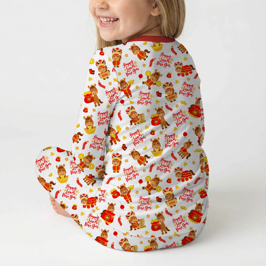 Zweiteiliges Langarm-Pyjama-Set mit Sommerfrüchten