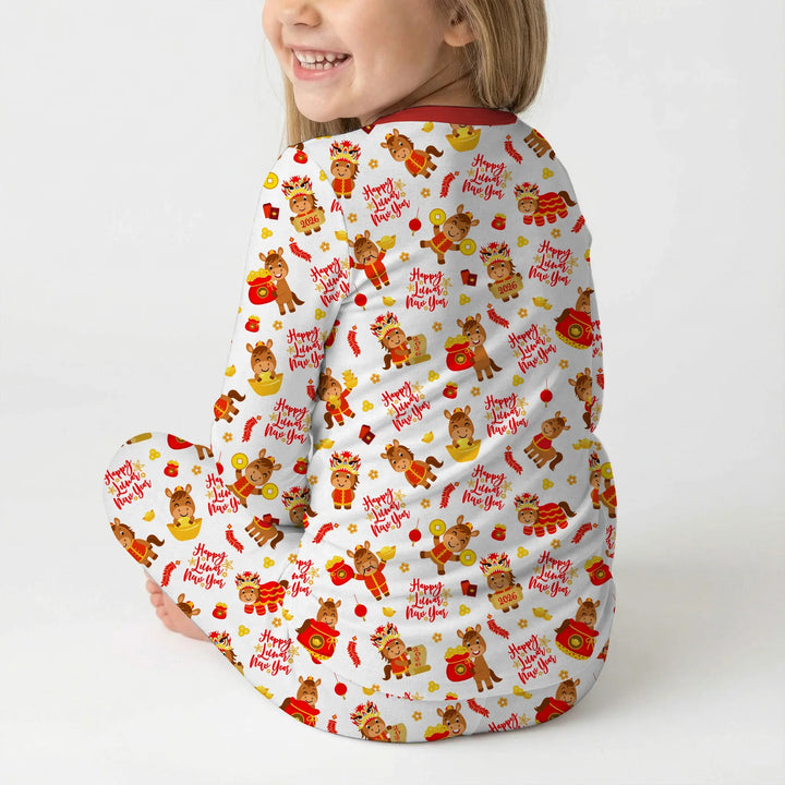 Zweiteiliges Langarm-Pyjama-Set mit Sommerfrüchten