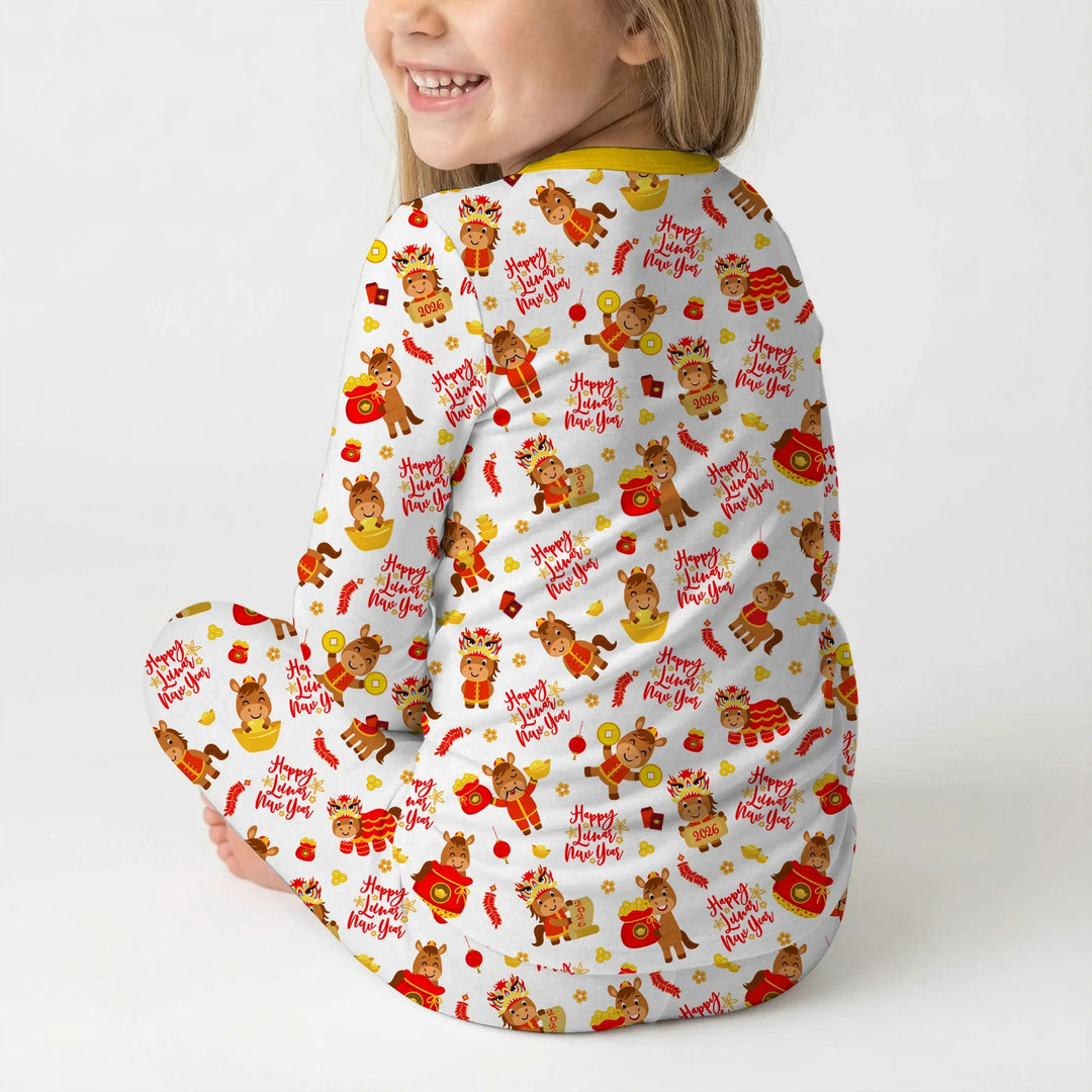 Zweiteiliges Langarm-Pyjama-Set mit Sommerfrüchten