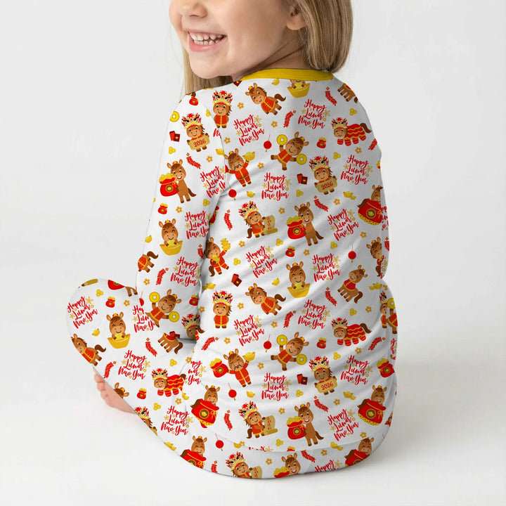 Zweiteiliges Langarm-Pyjama-Set mit Sommerfrüchten