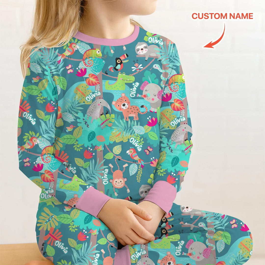 Zweiteiliges Langarm-Pyjama-Set mit Sommerfrüchten