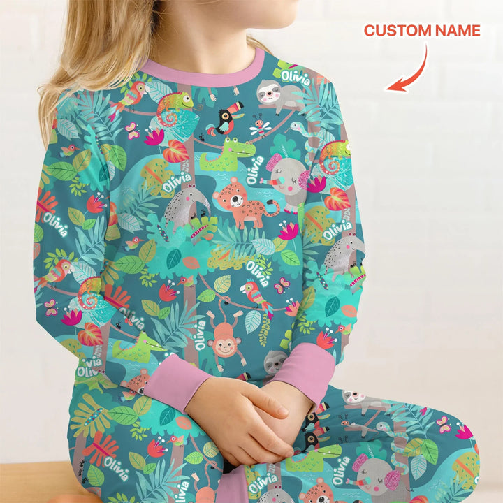 Zweiteiliges Langarm-Pyjama-Set mit Sommerfrüchten