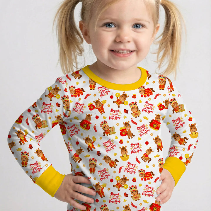 Zweiteiliges Langarm-Pyjama-Set mit Sommerfrüchten