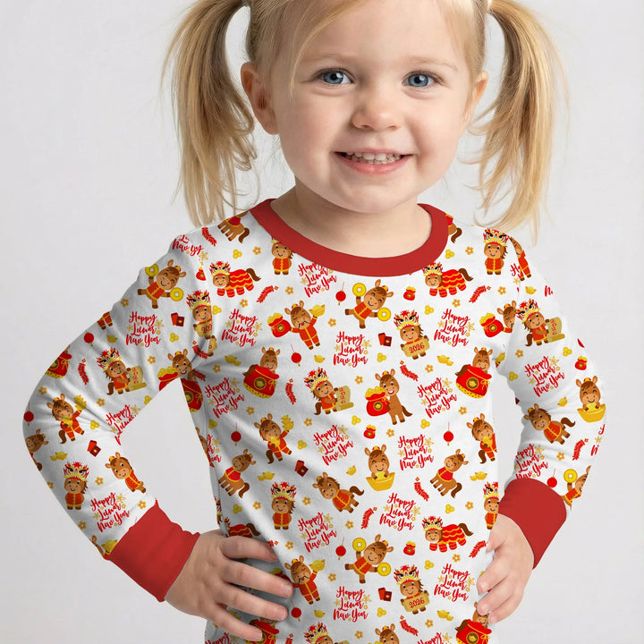 Zweiteiliges Langarm-Pyjama-Set mit Sommerfrüchten