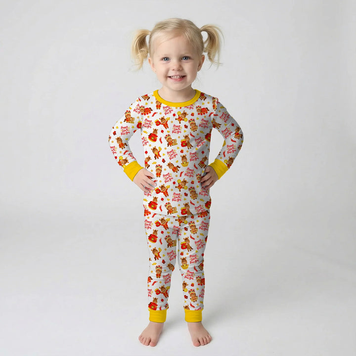 Zweiteiliges Langarm-Pyjama-Set mit Sommerfrüchten
