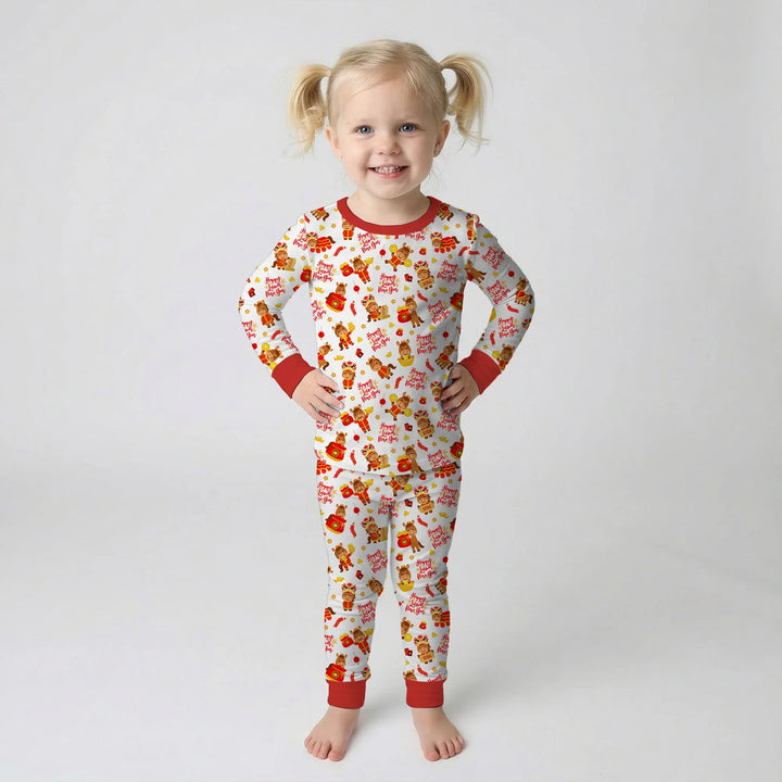 Zweiteiliges Langarm-Pyjama-Set mit Sommerfrüchten