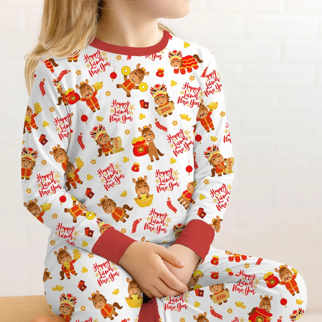 Zweiteiliges Langarm-Pyjama-Set mit Sommerfrüchten