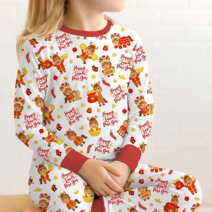 Zweiteiliges Langarm-Pyjama-Set mit Sommerfrüchten