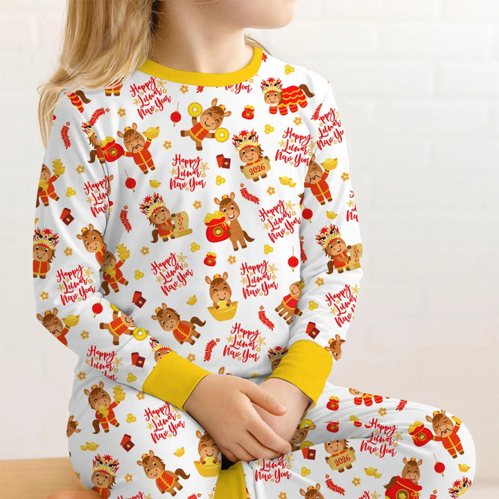 Zweiteiliges Langarm-Pyjama-Set mit Sommerfrüchten