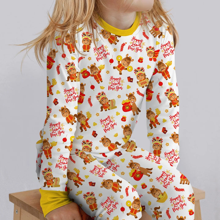 Zweiteiliges Langarm-Pyjama-Set mit Sommerfrüchten