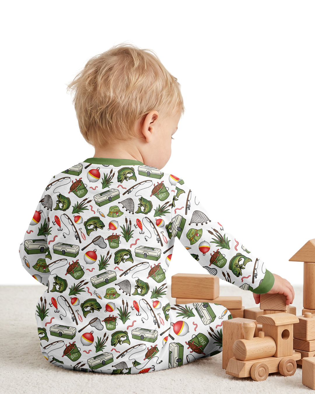 I'm Going Fishing With Grandpa Bamboo Two Piece Long Sleeve Pajama Set