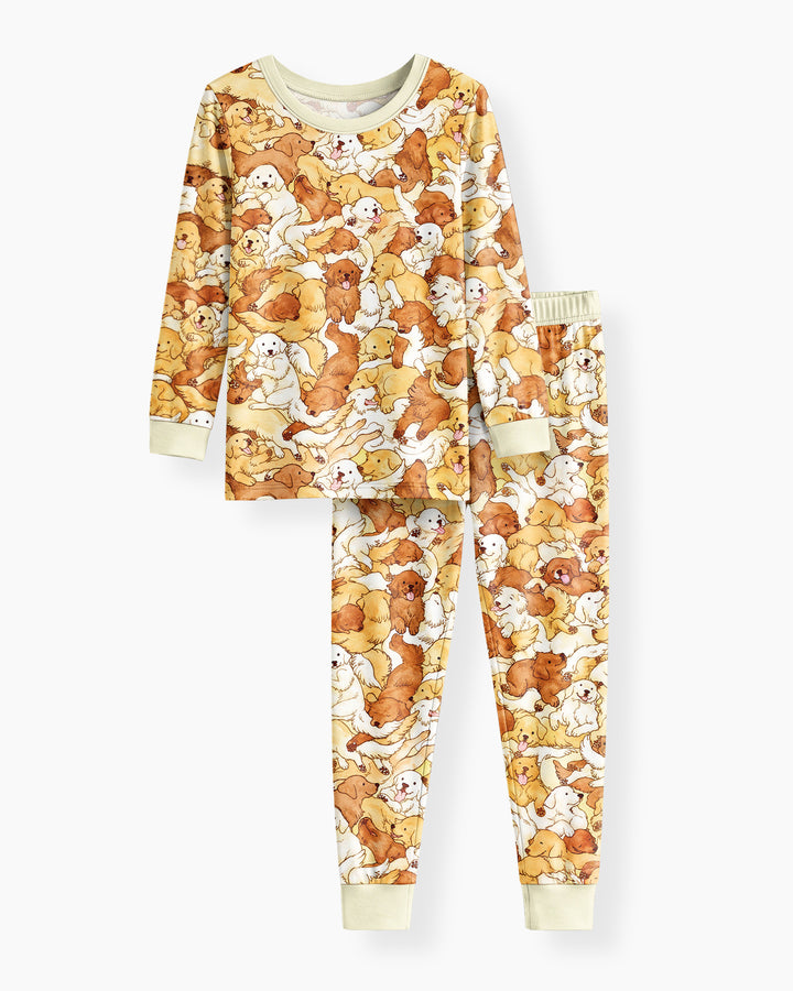 Puppy Pile Bamboo Two Piece Long Sleeve Pajama Set