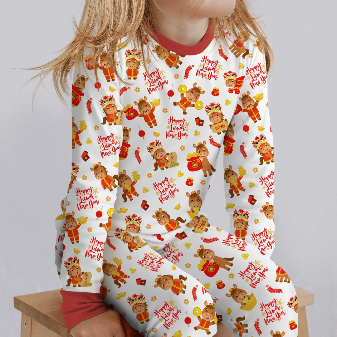 Zweiteiliges Langarm-Pyjama-Set mit Sommerfrüchten
