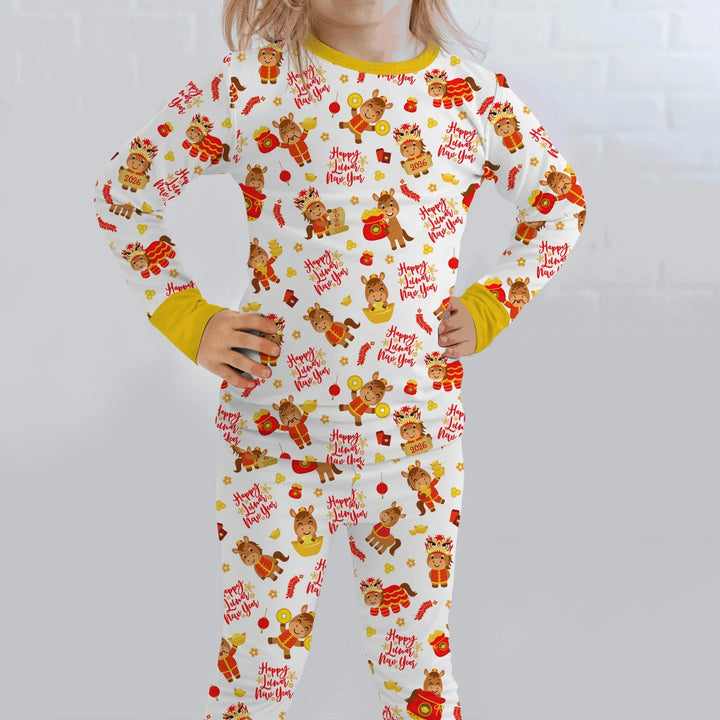 Zweiteiliges Langarm-Pyjama-Set mit Sommerfrüchten