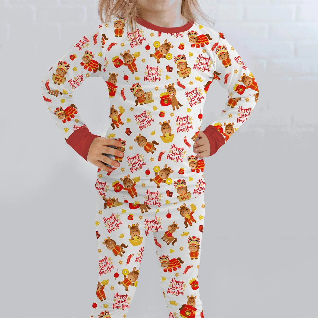 Zweiteiliges Langarm-Pyjama-Set mit Sommerfrüchten
