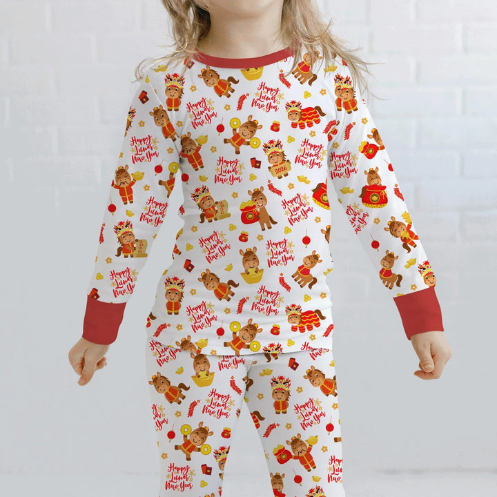 Zweiteiliges Langarm-Pyjama-Set mit Sommerfrüchten
