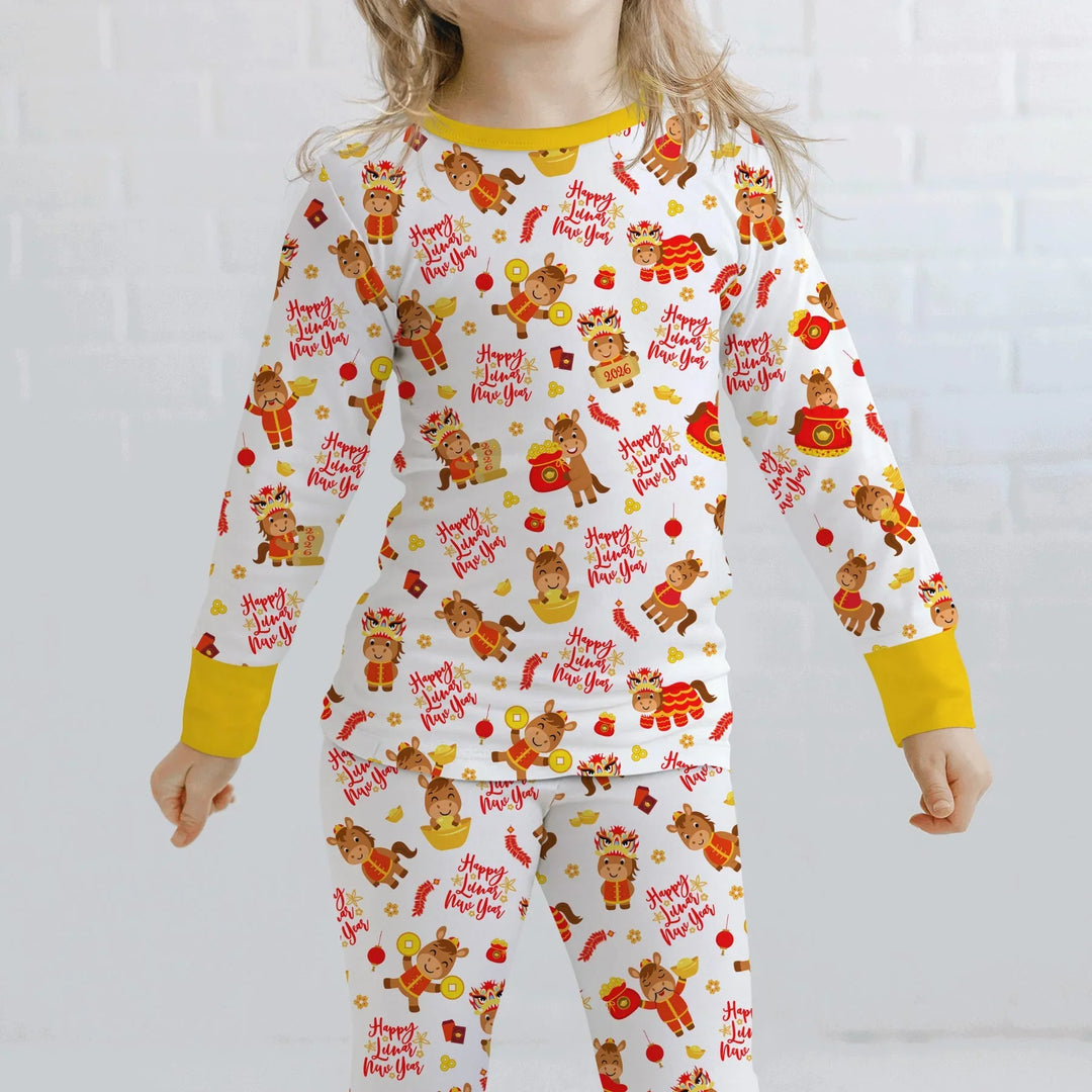 Zweiteiliges Langarm-Pyjama-Set mit Sommerfrüchten