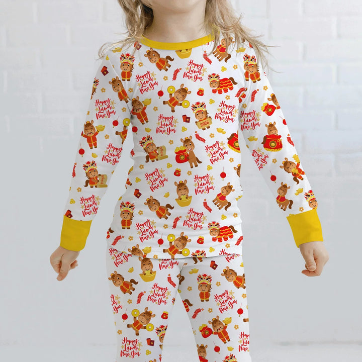 Zweiteiliges Langarm-Pyjama-Set mit Sommerfrüchten