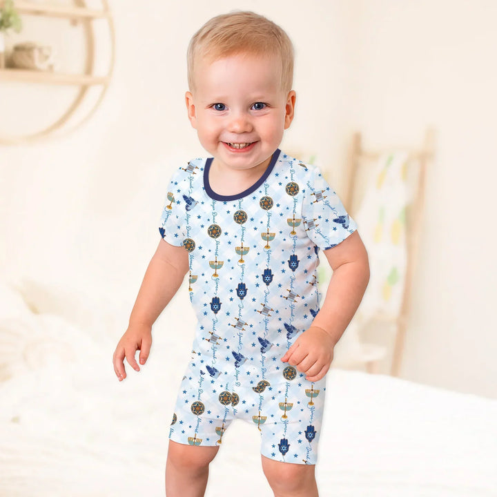 Template Zweiteiliges Pyjama-Set mit kurzen Ärmeln und Shorts