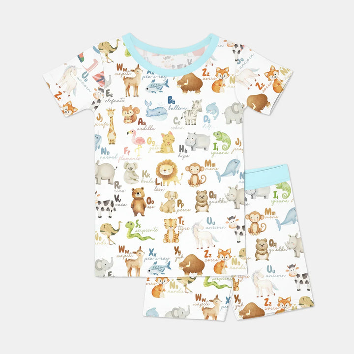Zweiteiliges Pyjama-Set mit kurzen Ärmeln und Shorts im Sommer-Design