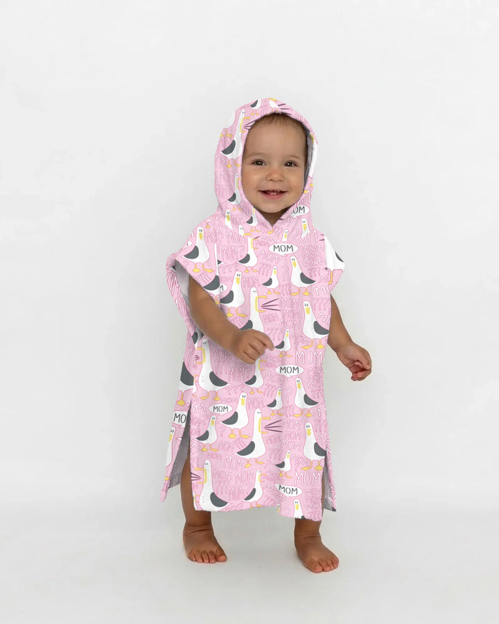 Funny Seagull MOM Bamboo Swim Poncho